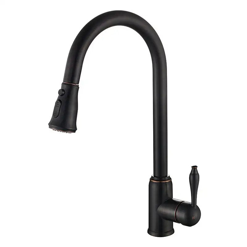 Robinet de cuisine à poignée simple, Bronze huilé