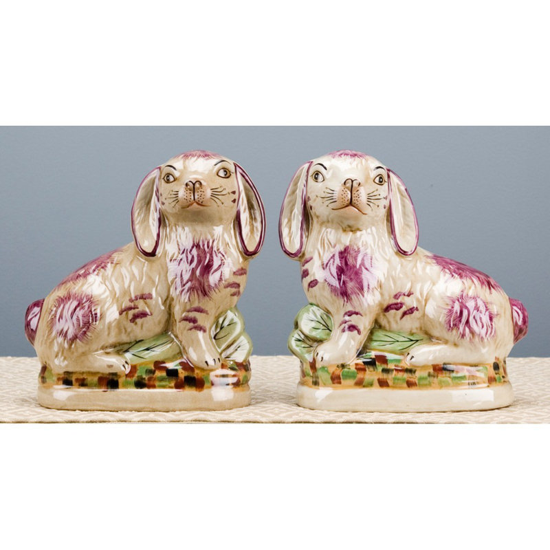 Animals Figurines & Sculptures, 8" H x 4" W x 8" D, Orange/Cream