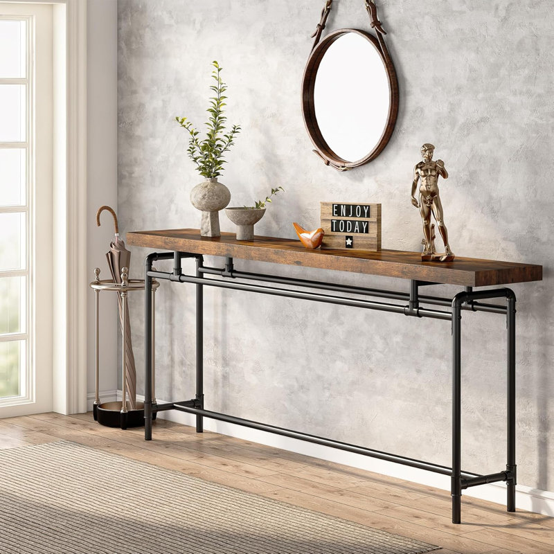 Table de canapé extra longue 70,9 pouces pour le salon, tables de console étroites industrielles