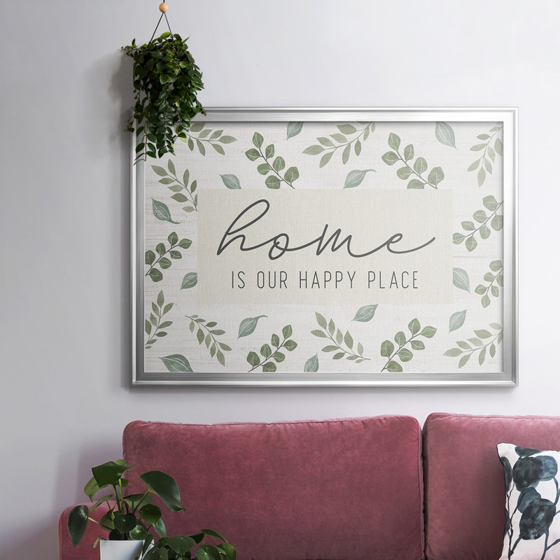 Home Is Our Happy Place, reproduction d'art sur toile, H 26 po x l 38 po x P 1,5 po, Argent