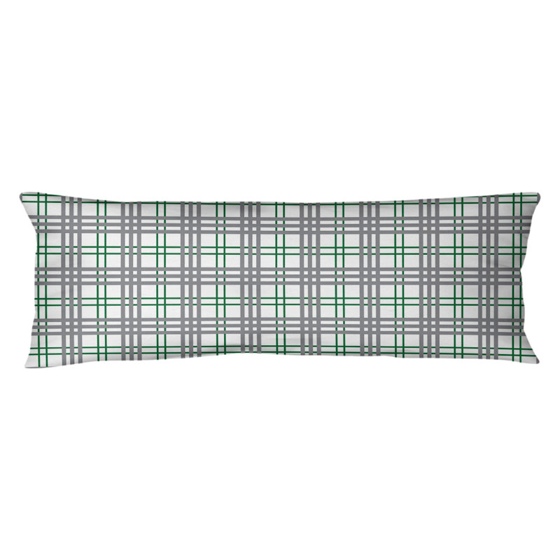 Polyester Medium Pillow, White/Green/Silver, Plush Fleece