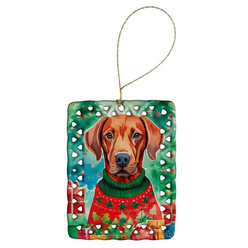 Ornement en porcelaine de Noël Vizsla, Vizsla 3676