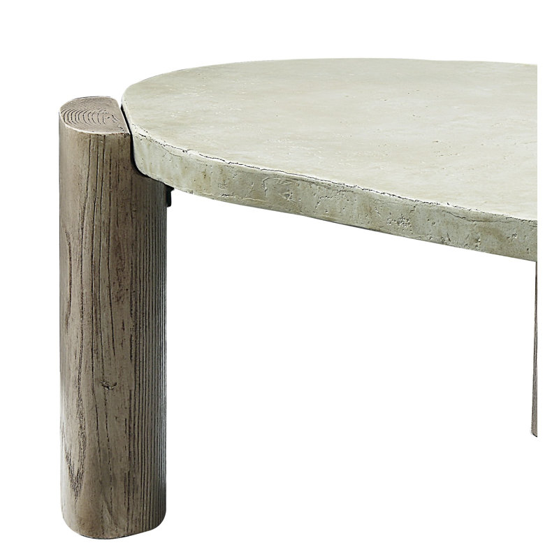 47'' Weathered Gray and Oak Oval Coffee Table