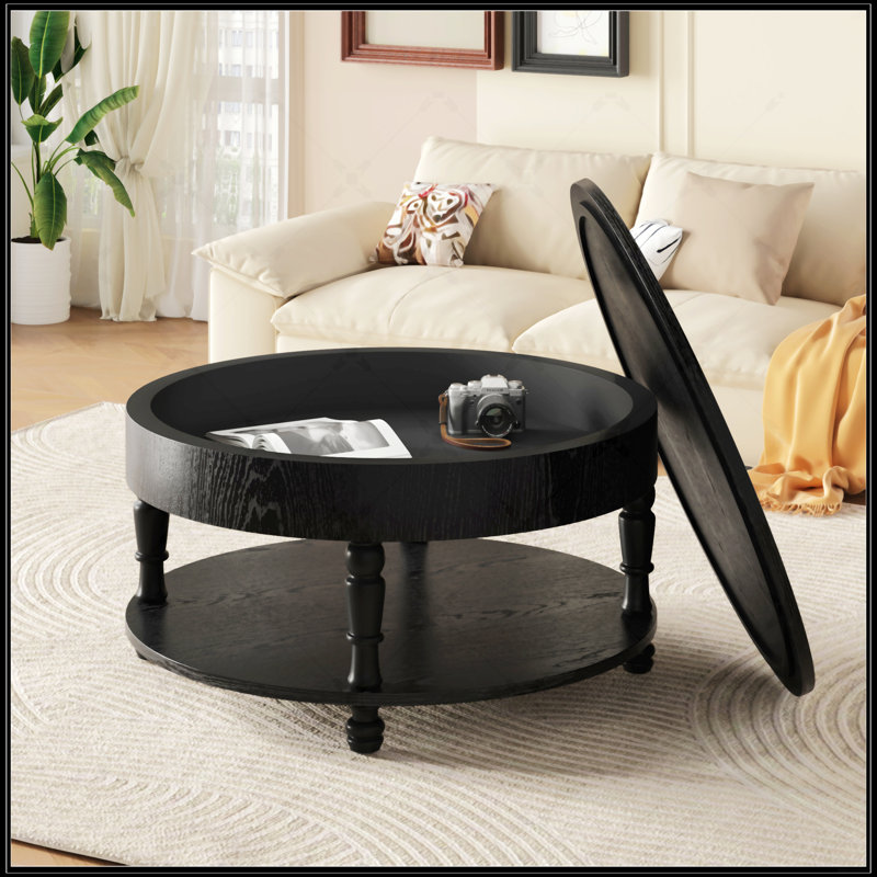 Table basse avec rangement double, Black