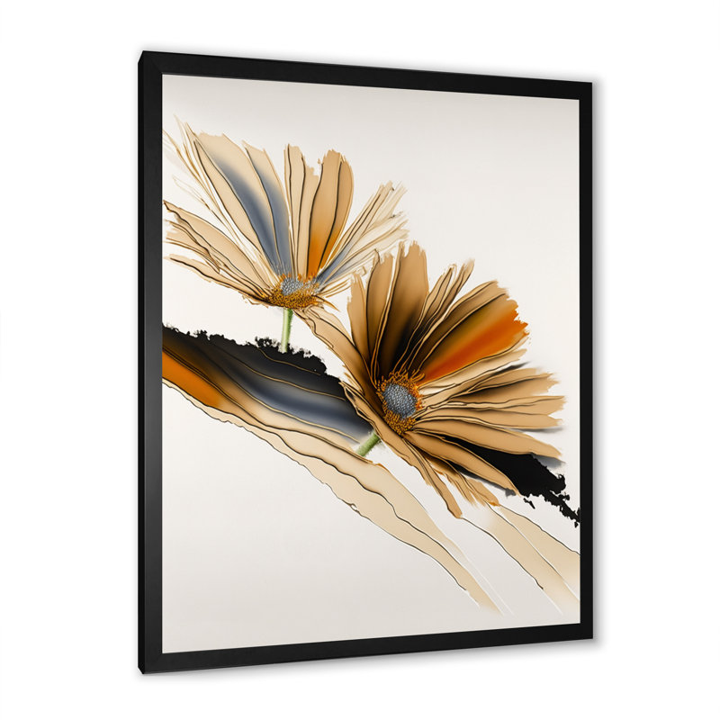 Fleurs de marguerite hyperréalistes III - reproduction sur toile, Impression noire sur toile encadrée, L 24 po x H 32 po