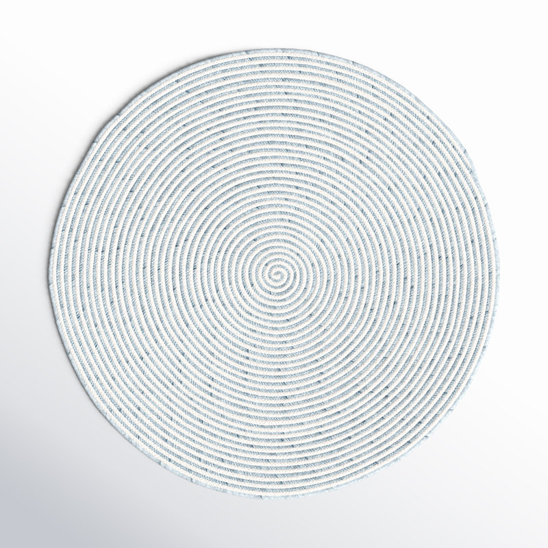 Tapis gris / ivoire en laine / coton fait à la main Avangeline, Rond 4 pi