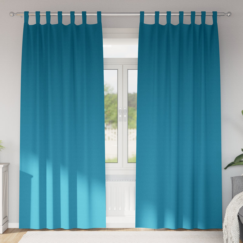 Curtains With Curtains 2 Pcs Polyester, 140cm Width x 225cm Drop, Turquoise