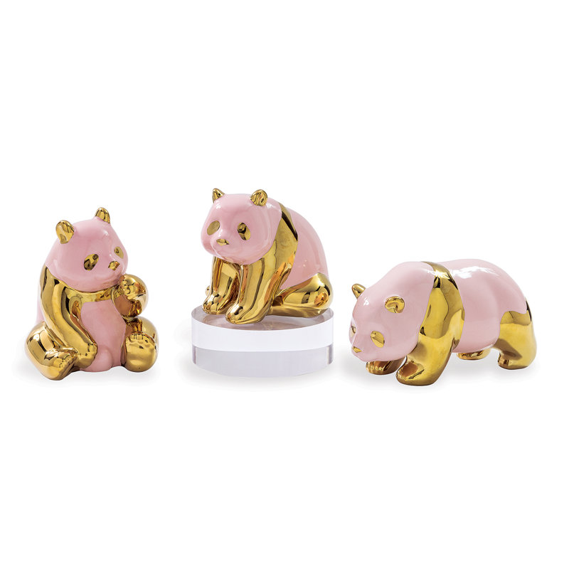 Panda Objects (Set/3), Pink/Gold