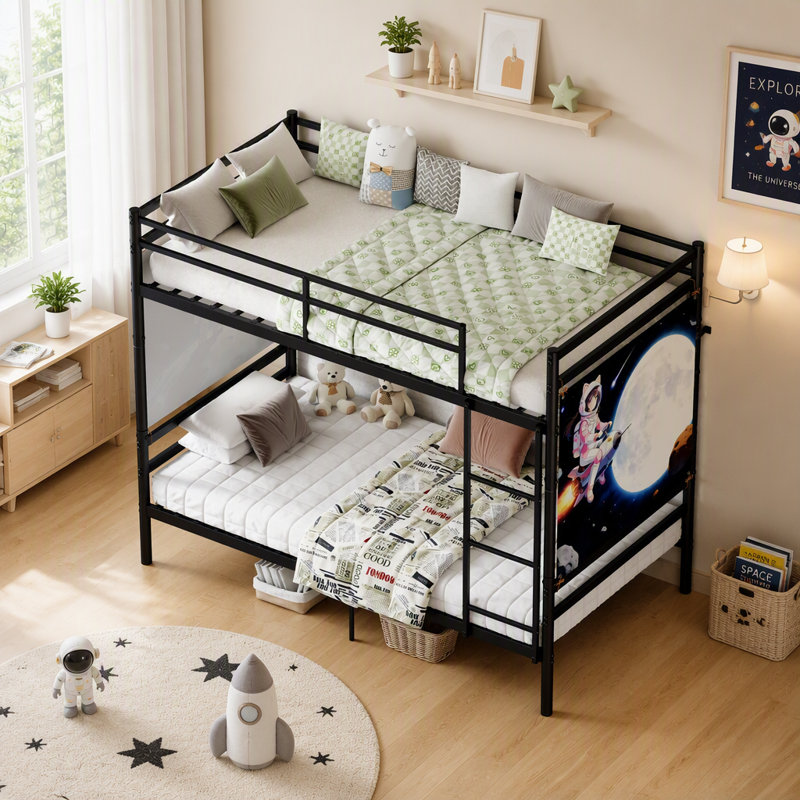 Bunk Bed with Ladder and Guardrail