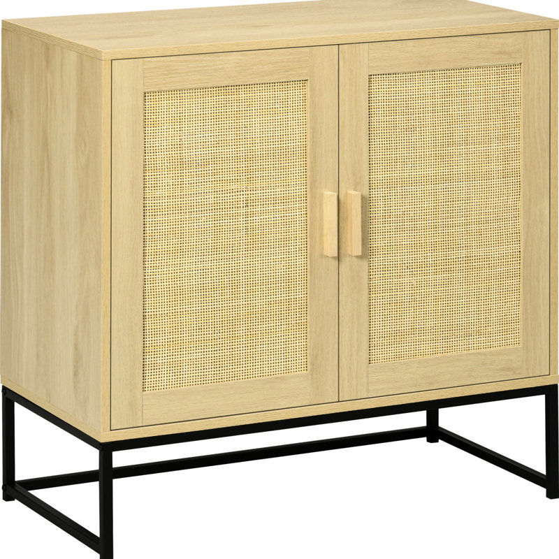 Armoire décorative avec portes, tablette réglable pour la salle de bain - Buffet décoratif naturel