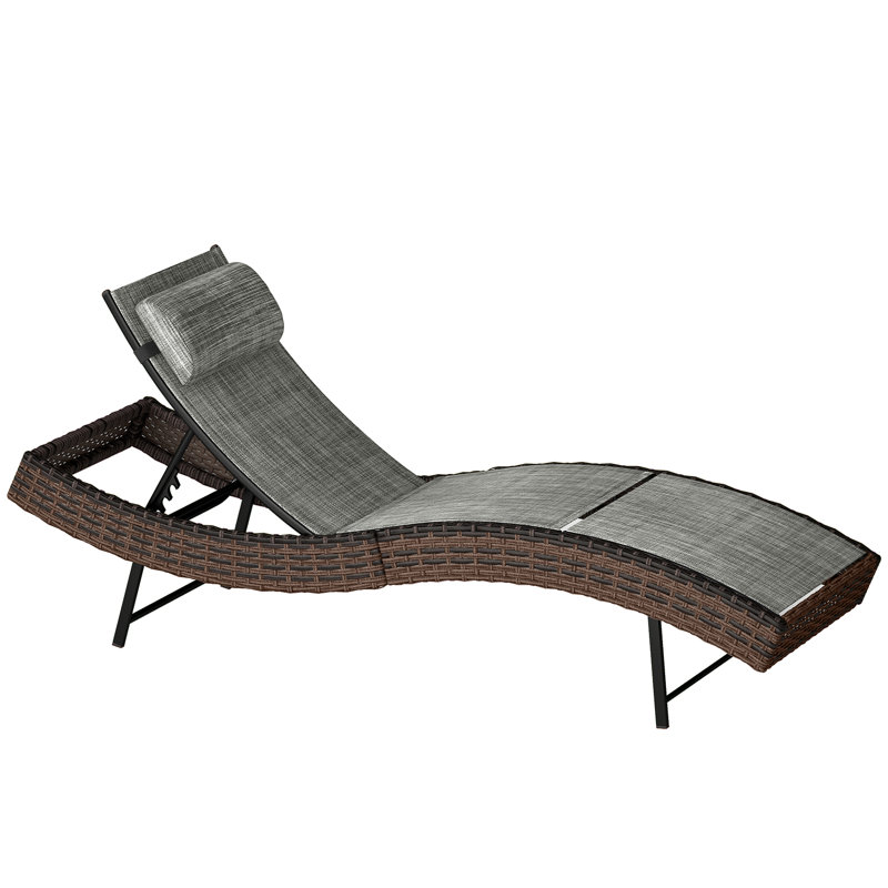 198cm Long Single Chaise, Grey/Brown