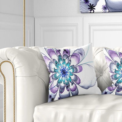 Fleur fractale bleu clair - coussin à imprimé floral