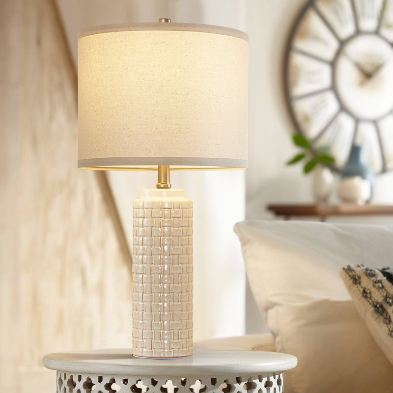 Mariestad Ceramic Table Lamp Set Nightstand Lamp Desk Lamp(bulbs Included), Beige, Beige