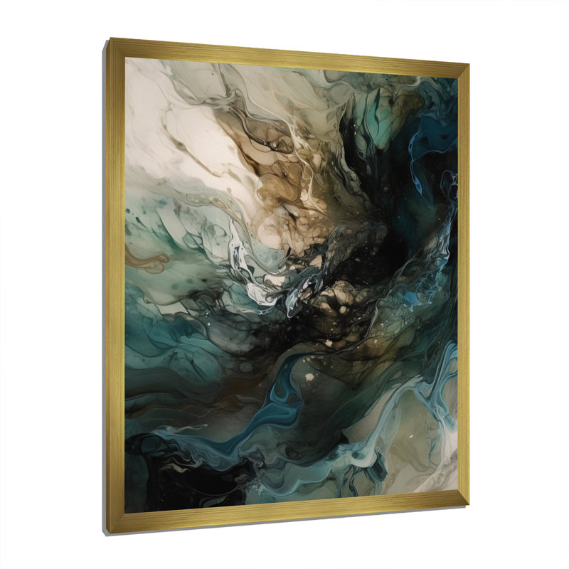 «Green World Inner Worlds of Marble I» sur toile, H 20 po x l 12 po x P 1 po, Encadrement doré