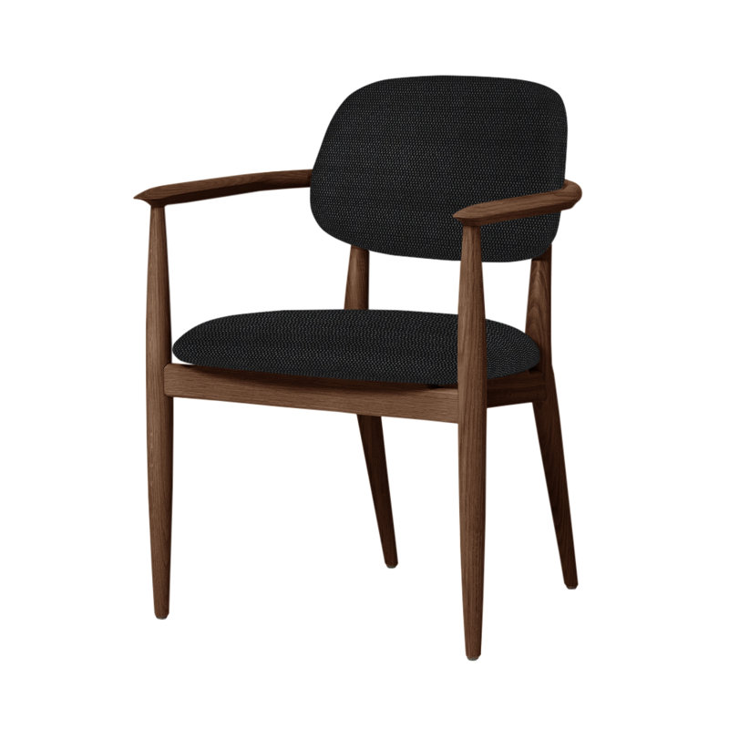Slow Arm Chair, Natural Walnut, Bellagio 2 Black 7925