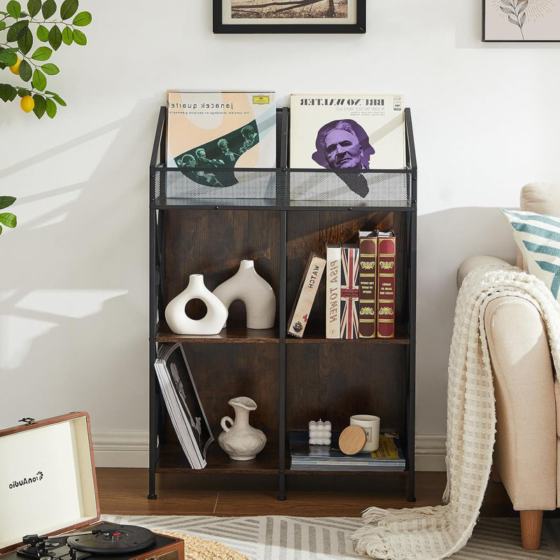 9 Grids Vinyl Record Storage Holder Rack, 40.90" H x 27.75" W x 11.81" D