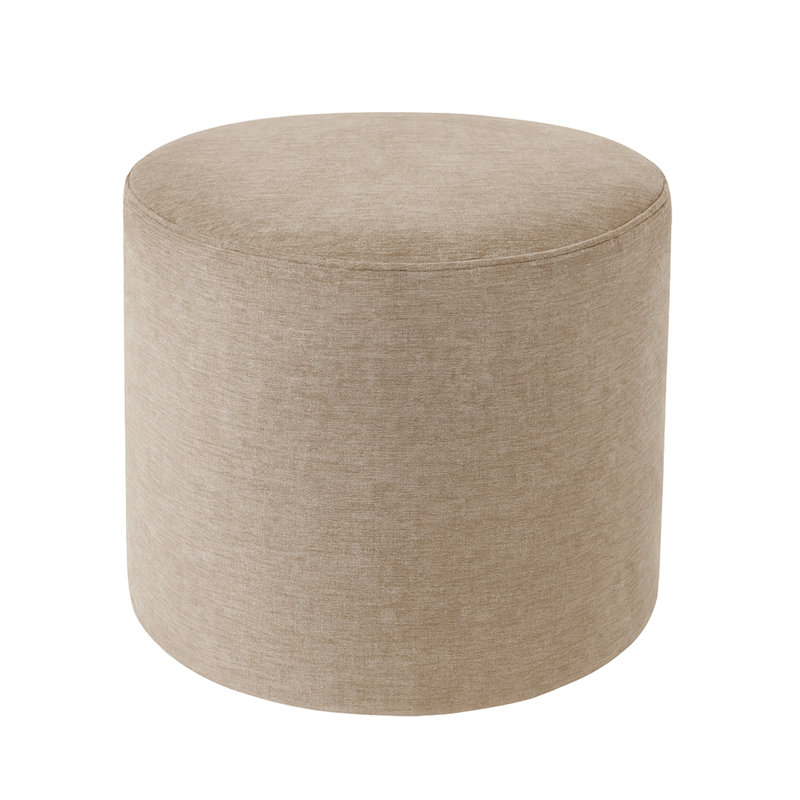 Crescendo 19" Wide Round Pouf Ottoman, Tan Polyester