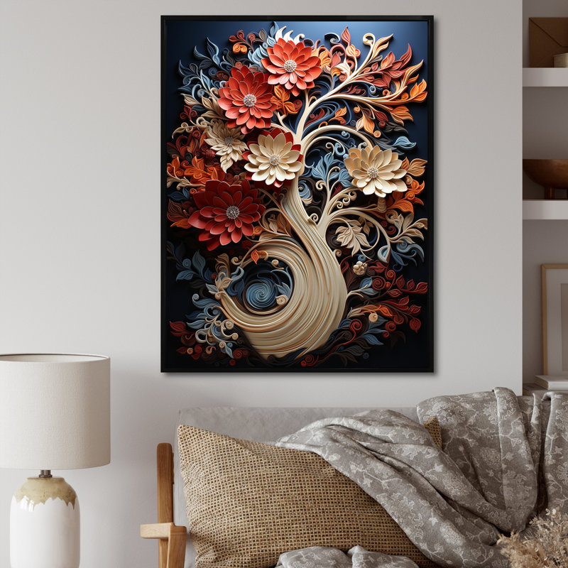 Coral Tree Harmony I, reproduction d'art sur toile, H 44 po x l 34 po x P 1,5 po, Cadre flottant noir