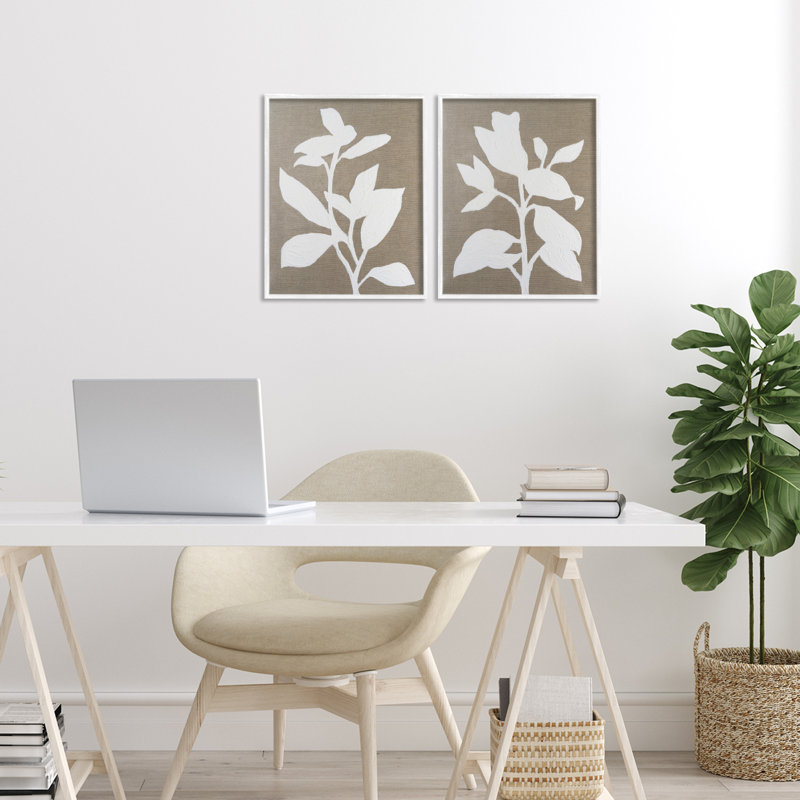 Ensemble de giclées encadrées 2 pièces Frosted Linen Botanicals, design par Vanna Lam, H 14 po x l 22 po