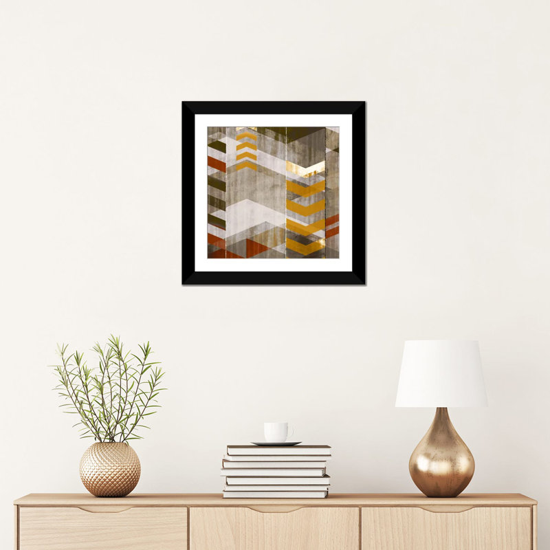 « chevron serenade i », impression sur toile, H 24 po x l 24 po x P 1 po, Papier d'art encadré noir, Blanc
