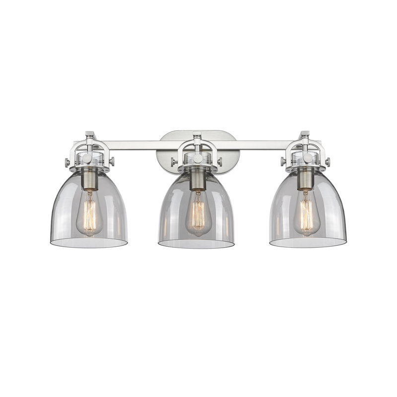 Éclairage pour meuble-lavabo mural 3 lumières Smeltertown, Fumée, Nickel poli