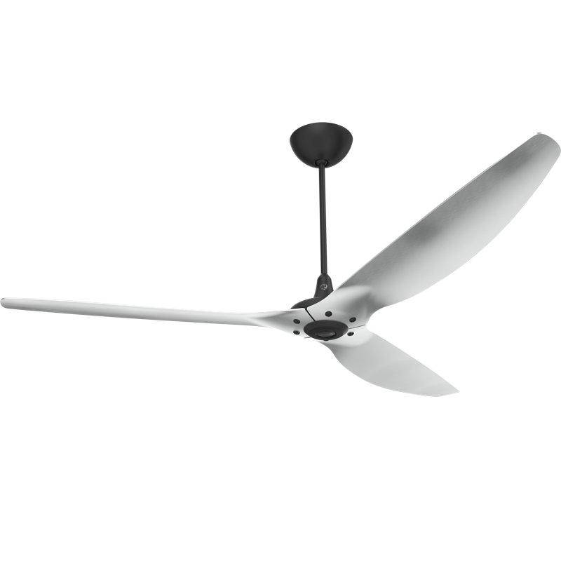 Haiku Smart Downrod Ceiling Fan, 52 inches, Black with Brushed Aluminum Blades