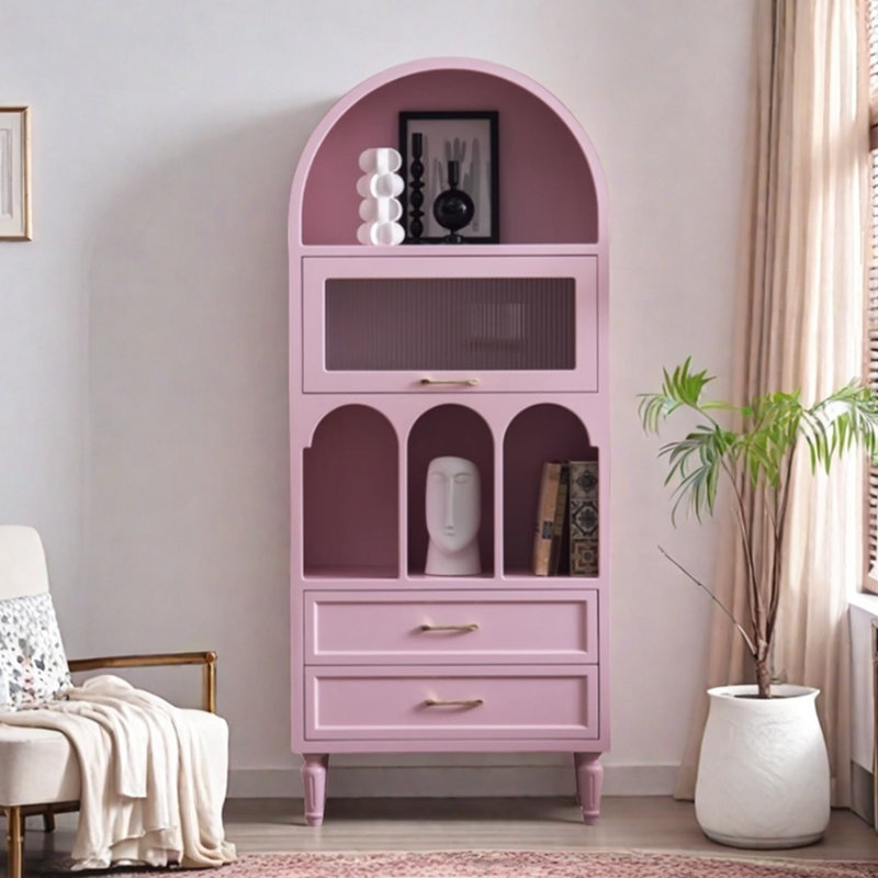 Bibliothèque de rangement arquée rose