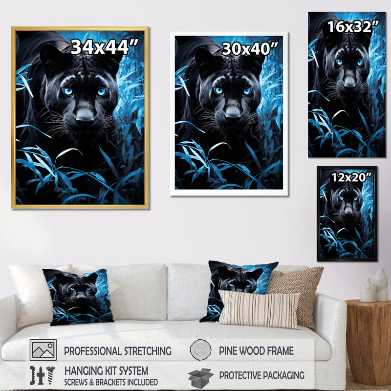 «Black Blue Panther Hidden Observer Infrared» sur toile, Toile tendue, H 20 po x l 12 po x P 1 po