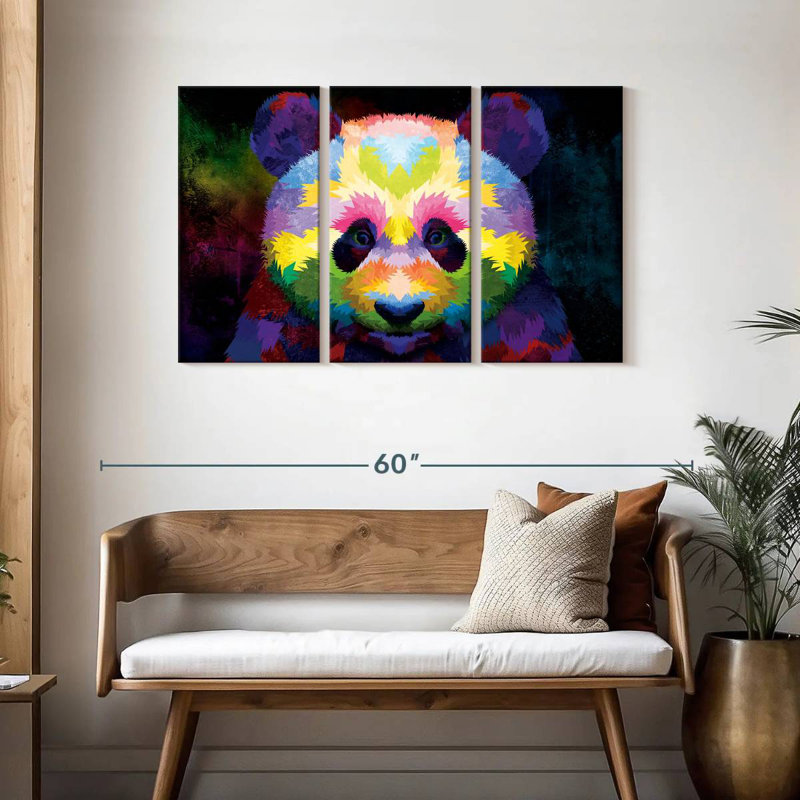 Panda coloré Brampt, H 28 po x l 45 po