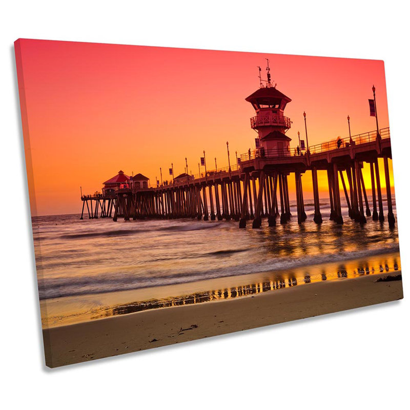 Huntington Beach Pier - Wrapped Canvas Print, 61cm H x 91.4cm W 