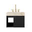 Meuble-lavabo suspendu de 61 cm (24 po) avec lavabo, comptoir en pierre frittée couleur crème veinée or, 3 trous pour robinetterie, noir-163515249-163515251-163515256