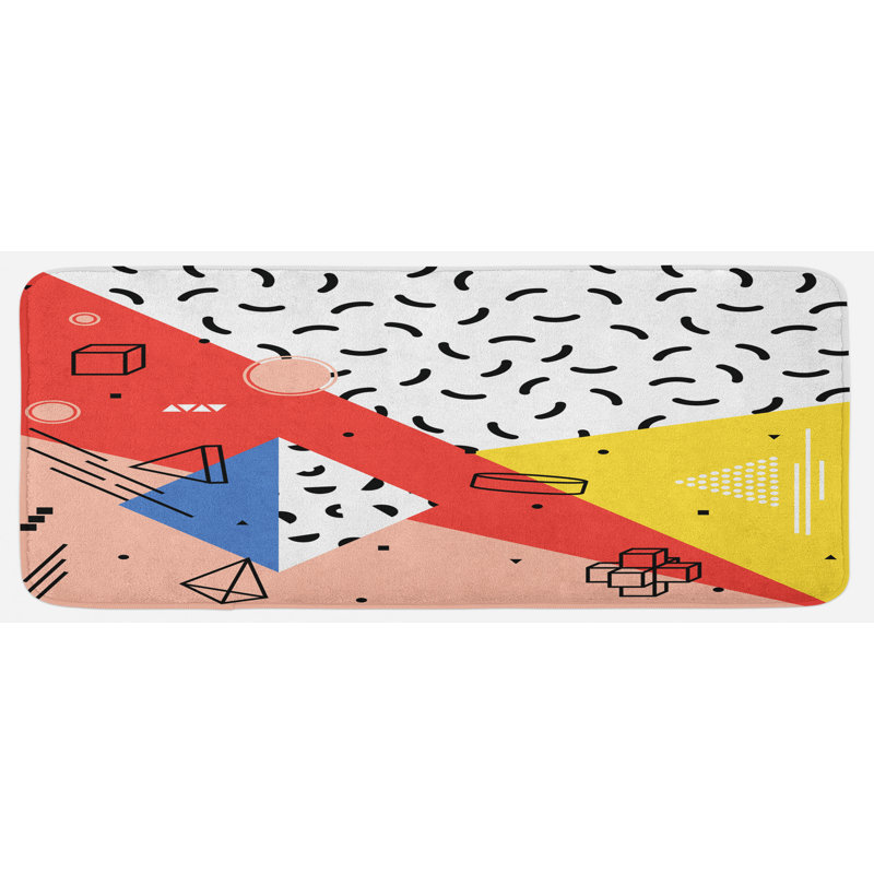 Tapis géométriques moderne triangles cubes cubes cercles à motif de cuisine imprimés multicolores