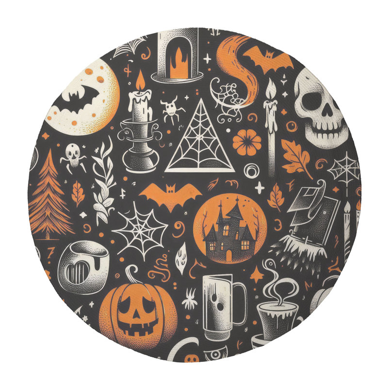 Tapis tressé Minimal Haunts, Rond 5 pi