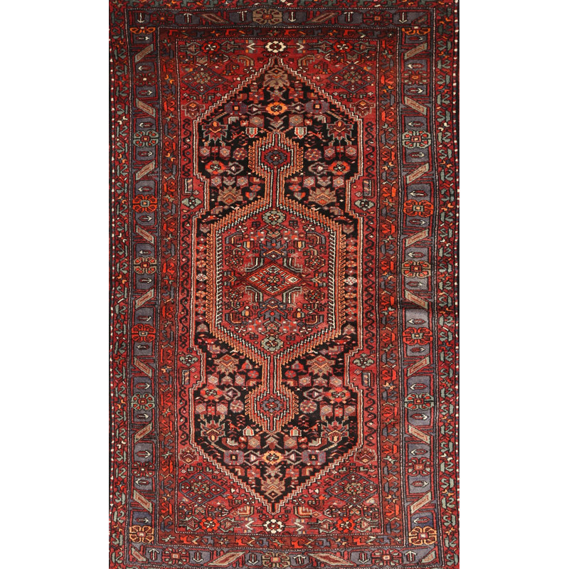 Tapis traditionnel rouge / brun, Rectangle 5 pi x 7 pi