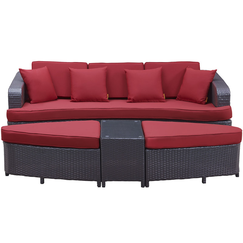 Modway Monterey Outdoor Patio Sectional Sofa, Red