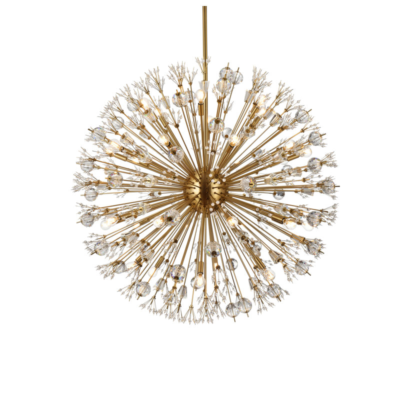 Luminaire suspendu unique à 32 lumières avec détails en cristal Behrens, Or