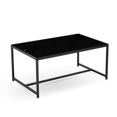 Black Glass Coffee Table With Metal Legs