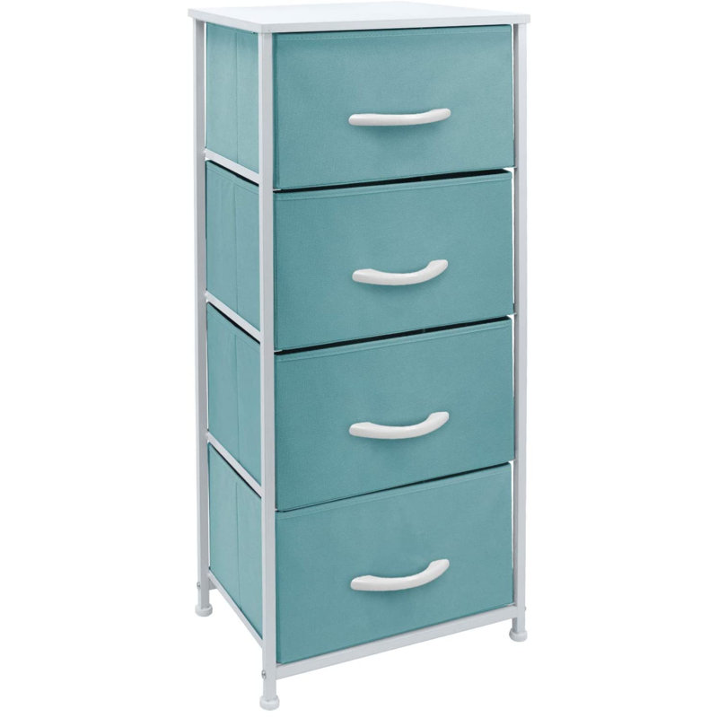 Commode 4 tiroirs - Aqua, Aqua / blanc