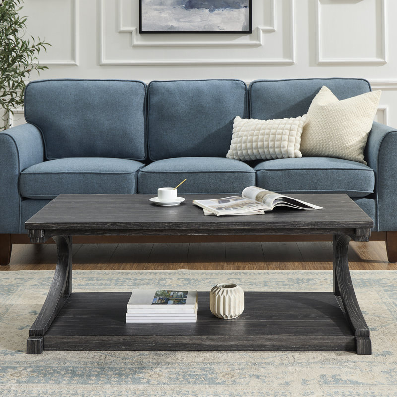 Clayman Faux Wood Rectangular Coffee Table, Black