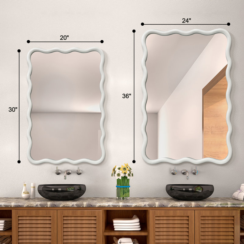Castin Solid Wood Flat Wall Mirror, White, 36" x 24"