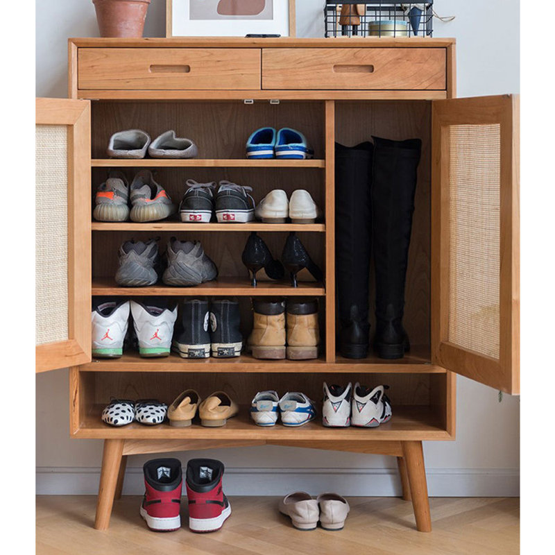Multi Layer Rattan Shoe Storage Cabinet