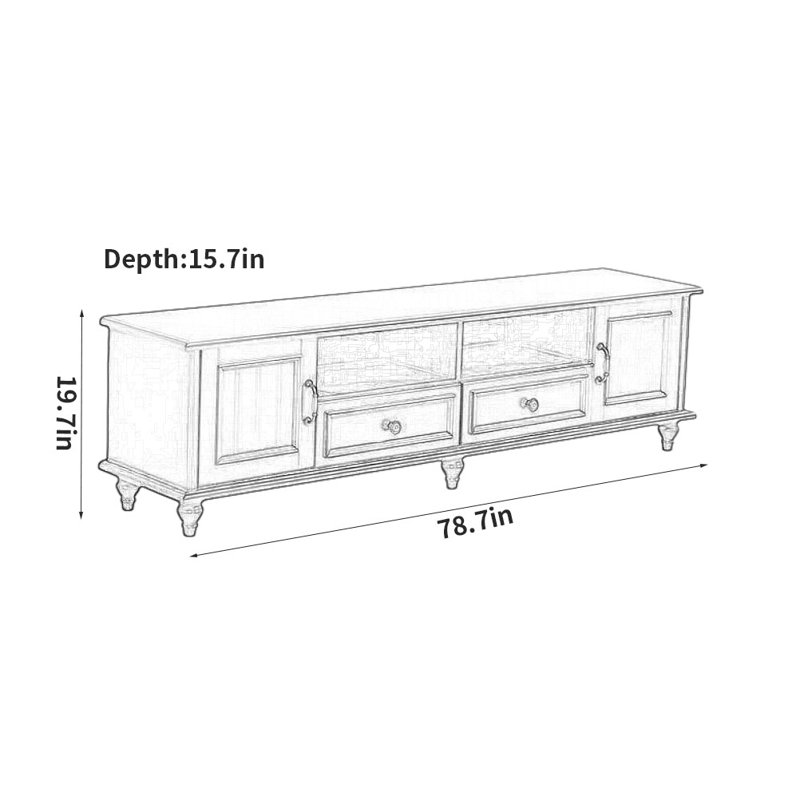Crédence de rangement moderne simple 78,7 po, Blanc ivoire / brun