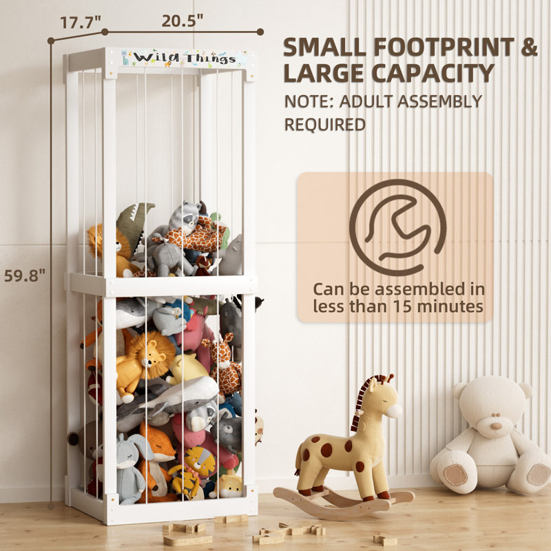 Raylyn Rebrilliant Solid Wood Toy Organizer, White