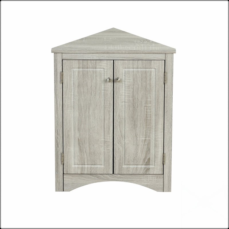 Armoire de rangement triangulaire avec tablettes réglables pour la salle de bain et la cuisine, maximisant l'espace de coin et l'efficacité organisationnelle.