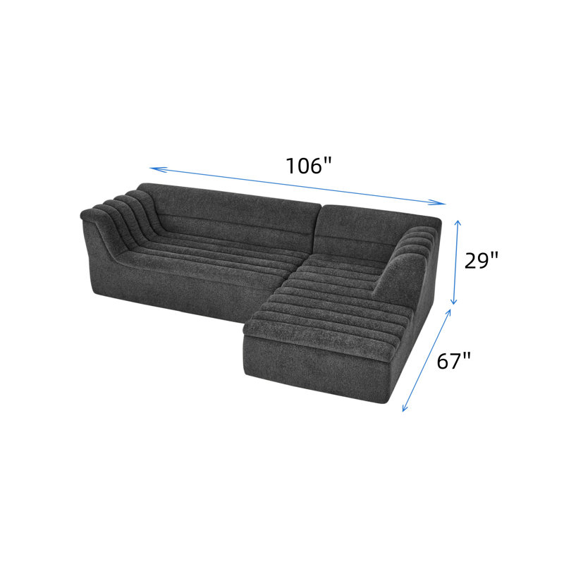 Canapé modulaire en L de 106 pouces, Noir