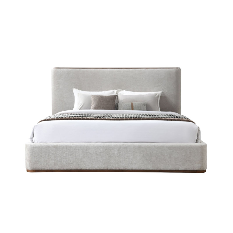 Grand lit Orane en tissu gris