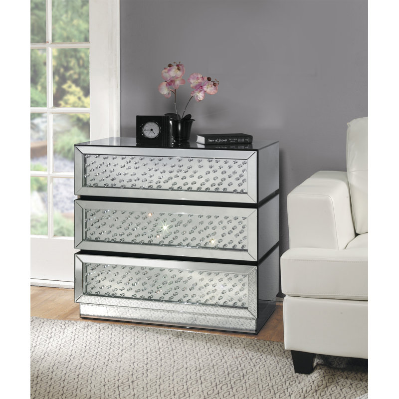 Console Nysa avec miroir et faux cristaux