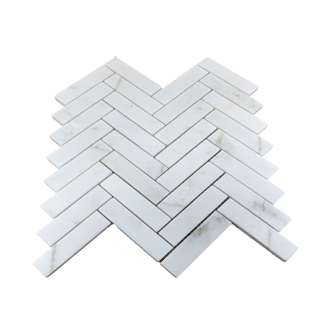 1" x 4" Marble Herringbon Mosaic Wall & Floor Tile Bloom Stone