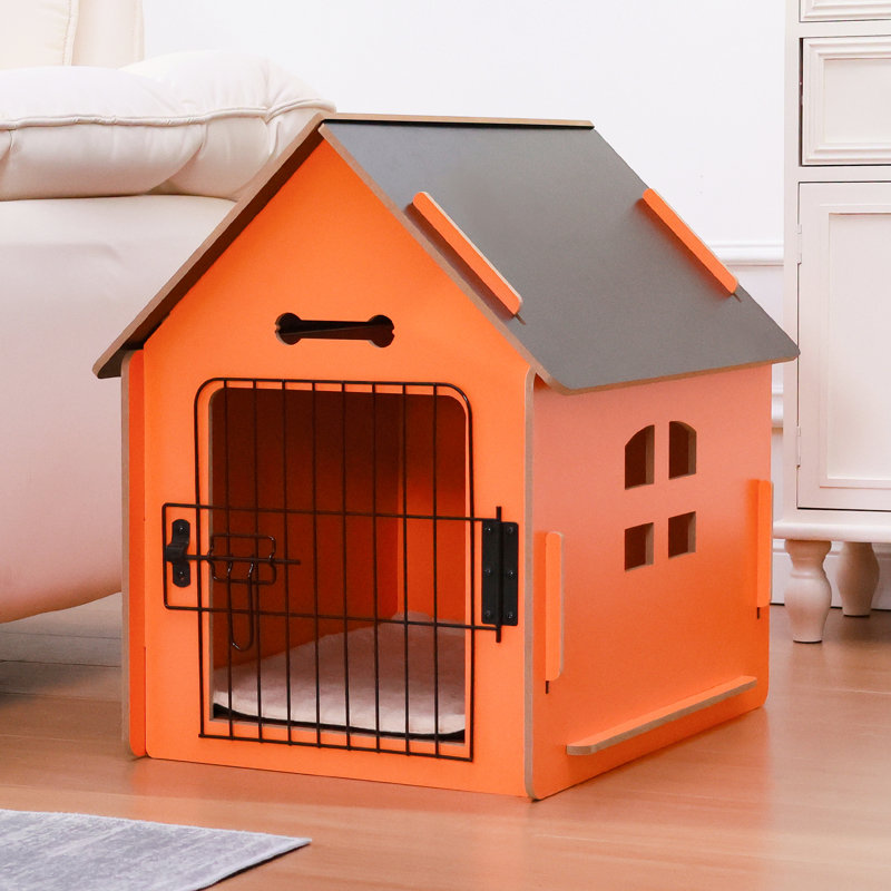 Niche pour chien en bois, Orange / noir