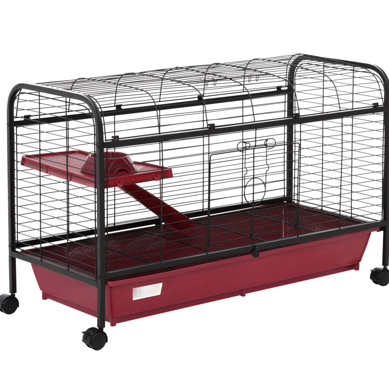 Cage à lapins et furets de 41 po de L - avec mangeoire, roues, plateforme, plateforme pour animaux